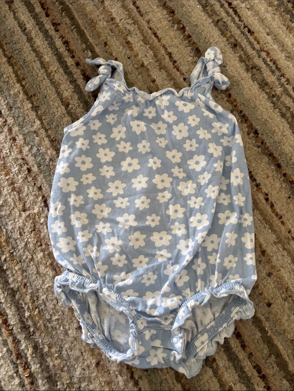 Old Navy Blue and White Floral Baby Romper